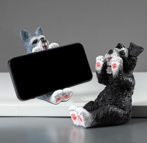 Porta cellulare Schnauzer Figurine di animali Accessori da scrivania Decorazione della tavola Figurine per ornamenti interni per la decorazione domestica 28110771