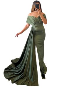 Sexy elegante e fora de ombro, vestido de noite verde vestido de festas formal sem costas