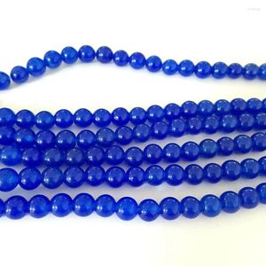 Boncuklar mavi yuvarlak chalcedony jades taş moda kadın mücevherleri 4mm 6mm 8mm 10mm 12mm gevşek aralayıcı bulguları 15inch ge413