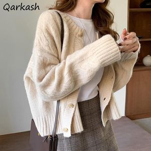 Sweaters Cardigan Women Sweater Allmatch Leisure Solid Retro Tender Elegant Fashion Knitting Clothes Outerwear Ladies Loosefitting New