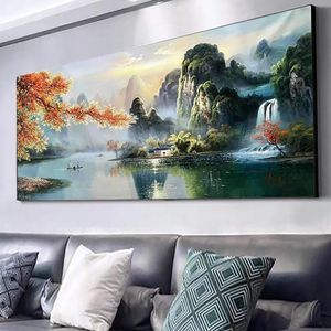 Stitch Diy Diamond Art Painting Modern Waterfall Lake Scenery Diamond Embroidery Landscape Cross Stitch Living Room Wall Painting Decor