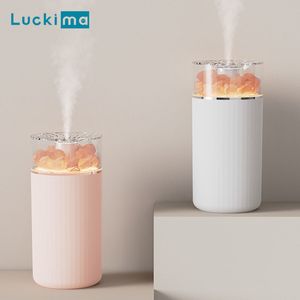 Luftfuktare USB luftfuktare med naturlig saltkristall färgglad nattljus bärbar USB aromaterapi eterisk olje diffusor mist maker 230427