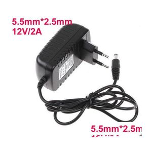 Caricabatterie per tablet PC Ac 100 V-240 V a CC 12 V 2A 5,5 mm x 2,5 mm Convertitore a spina Adattatore di alimentazione per caricabatterie da muro Eu Us Uk Au Drop Delivery Dhxuz