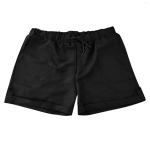 Fitness-Kleidung, Kordelzug, Farbe, Taille, bequem, solide, elastische Shorts, Hosen, Frauen, Tasche, lässig, robuster Modus, für Damen