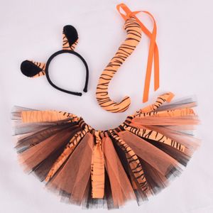 Saias Salia Wild Tiger Fluffy Tutu Salia para meninas meninas Tigre Fantas Faculdade de aniversário Tutus Halloween Costume de animais nascido-12y 230427