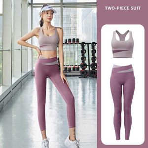 Yoga outfit Women Sport Yoga kostym Sexig sportbh hög midja sport leggings atletiska 2 stycken gym set träning kläder sportkläder p230504