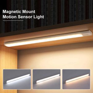 Night Lights LED Under Cabinet Light Motion Sensor 3 Colors and Dimmable Magnetic Stick On Closet Light USB Rechargeable for Bedroom Kitchen YQ231127