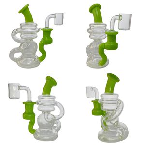 Vintage 6INCH Recyler Dab Rig Glass Bong Hookah Smoking Pipe Original Glass Factory made can put customer logo by DHL UPS CNE