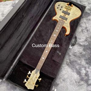 Custom 5 Strings neck through body electric BASS Guitar with hardcase accept guitar and bass OEM