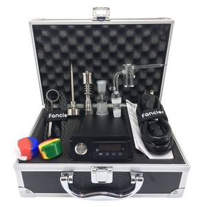 ENAIL Electric Nail Dab Nail Box Kit Temperaturkontroller Kavlar Spole med kvartsitan Titan Nails Komplett kit för Glass Bong Pipe Silicone Rökningstillbehör