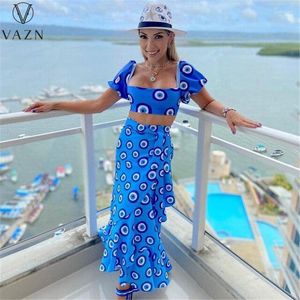 Arbetsklänningar Vazn 2023 High-End Chiffon Holiday Elegant Short Sleeve Top Mermaid Maxi Kjol 1 Piece Underwears Women 3 Set