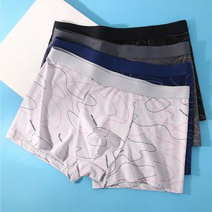 Unterhose Boxershorts Man Line Print U Convex Panties Bequeme Shorts Cotton Mens Solid Underewear Breathable Brief 4XL Lingerie 230426