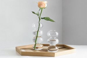 クリスタルボールフラワー花瓶バブルガラスボトル透明な水耕玉のアートウェアテーブルテーブルトップホーム装飾7698126