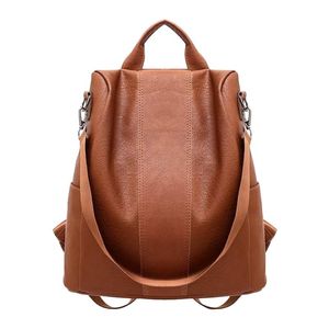 Ryggsäck aelicy kvinnor lady satchel rese shopping skolflicka ryggsäck vintage väska läder dubbel användning liten 1021