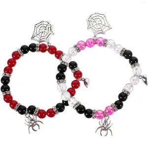 Pendant Necklaces 2 Pcs Halloween Bracelets Spider Charm The Gift Matching Couples Friendship Jewelry