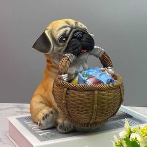 Arts and Crafts Cute Dog Ornament Key Storage Box Entrance Home Decoration Desktop Ornament Gift Figurine Home Decor Modern Resin Accessories Y23