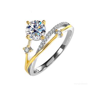 anelli anello di design per le donne argento sterling 925 placcato oro 1CT VVS anello di moissanite passaggio diamante tester anello di amore sposare anello di fidanzamento per unghie gioielli di design di lusso