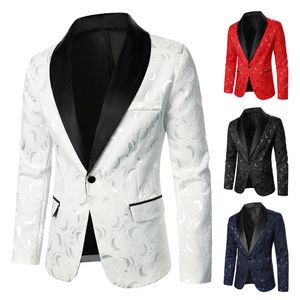 Ternos masculinos Blazers Terne Coat padrão Rosa Jacquard Fabric Contrast Contraste Collar Party Party Luxury Design causal Moda Slim Fit Blazer 230427