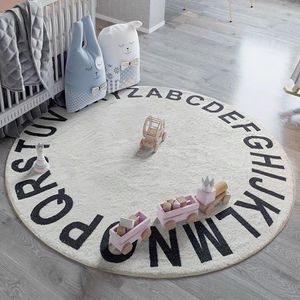 Teppiche Hochwertige 120 cm nordische Kinderspielmatten Baumwollmatte mit Alphabet-Spielteppichen Bodenteppich für Jungen-Kinderzimmer-Dekor