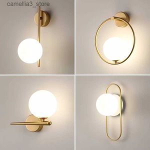 Lâmpadas de parede LED dourado moderno luz de parede de vidro interior para sala de estar quarto de cabeceira interior parede globo de vidro iluminação com lâmpada 9W G9 Q231127