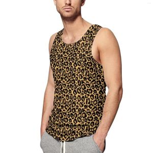 Men's Tank Tops Cheetah Brown Orange Top Man's Leopard Pattern Animal Print Vintage Summer Workout Graphic Sleeveless Vests Big Size