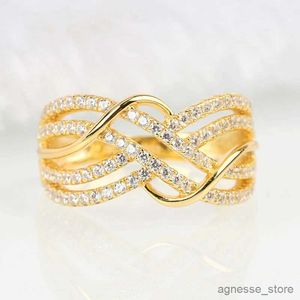 Wedding Rings Trendy Cross Rings Women Wedding Bands Accessories with Dazzling Twist Modern Fashion Female Jewelry Drop R231127