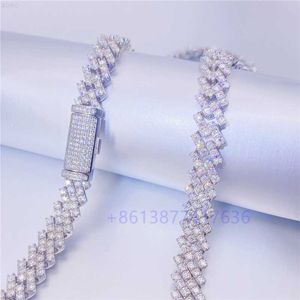 Zuanfa 10k Real White Gold Moissanite Diamond Cuban Chain Halsband