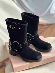 2023 Autumn/Winter Classic Fashion New Product Retro Versatile Metal Buckle British Style Motorcycle Boots