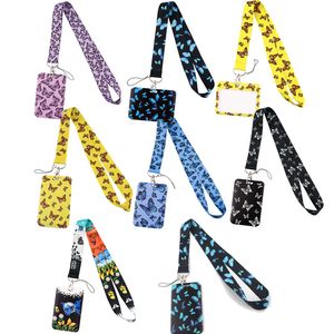15 Patterns Hot Butterfly Style Lanyard Keychain Business Credit Card Holder Neck Strap Keychain Hang Rope ID Badge Holder Lariat Lasso