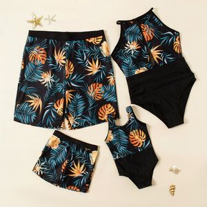 Família combina com roupas de flor de flor de flor de flor de roupas combinando roupas parecidas mãe filha biquíni fusos de banho mamãe e eu roupas papai filho nando de tronco 230427