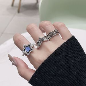 Уникальные обручальные кольца кольца для женщин Пара кольца Звездный металл открытый кольцо Женское ретро -индексное рисунок кольцо.