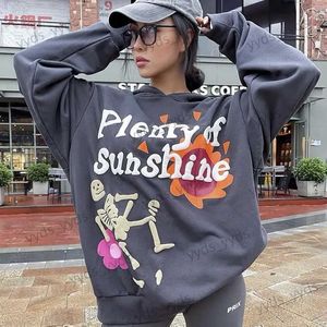 Erkek Hoodies Sweatshirts Avrupa ve Amerika Goth 3d Köpük Desen Hoodie Kadınlar Y2K Yeni Street Hip Hop Popüler Sweatshirt Harajuku Gevşek Kazak T231127