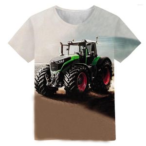 Camisetas masculinas Sonspee Novidade de rua de rua de rua infantil Caminhão de Tractor Criança 3D Harajuku Camisetas Baby Casual Manga curta Roupas de menina