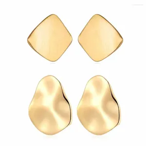 Stud Earrings Shineland Fashion Statement 2023 Geometric Matte Gold Color For Women Simple Punk Modern Jewelry Party Gift
