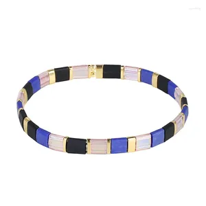 Charm Bracelets C.QUAN CHI Blue Color Tila Braided Bracelet Women's Stretch Colourful Handmade Friendship