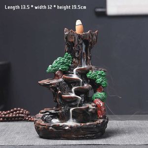 Arts and Crafts Mountains River Waterfall Incense Burner Fountain Backflow Aroma Smoke Censer Holder Office Home Unique Crafts+100 Incense Cones Y23