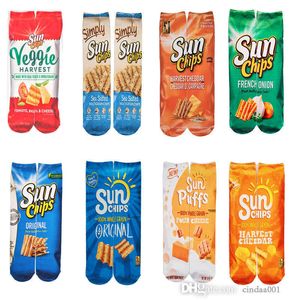 Mens Novelty Socks Unisex Funny 3D Socks Printing Potato Chips Food Crazy Girls Custom Long Socks Stocking for Woman 30cm