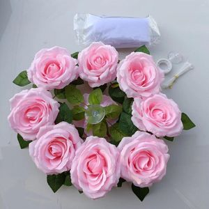 Decorative Flowers Artificial White Rose For Wedding Decoration Bridal Car Door Handle Ribbons Silk Flower Party Decor