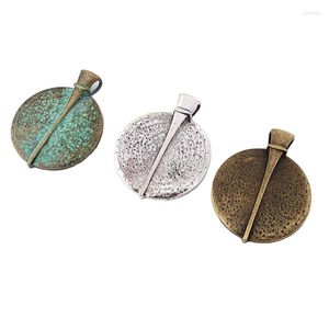 Pendant Necklaces 1PCS Large Metal Verdigris Patina Boho Round Medallion Charms For Necklace Jewelry Findings 84x67mm