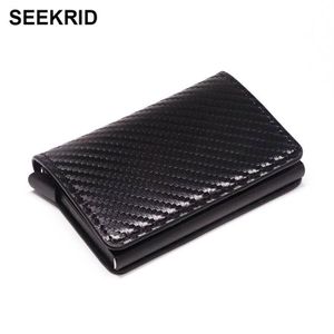 RFID Blokowanie włókna węglowego Slimwallet Aluminium Karta kredytowa Uchwyt karty kredytowej Metal Business Id Card Schother Slim Card Case Mini portfel dla MEN307T