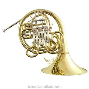 Roffee Musical Brasswind Instrument French horn Gold Lacquer F Key Bb 4 key double French Horn