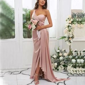Kentsel seksi elbiseler özelleştirilmiş 2023 bir omuz gelin elbise uzun deniz kızı gece elbise saten dikilmiş gelinlik kadın konuk elbise 231127