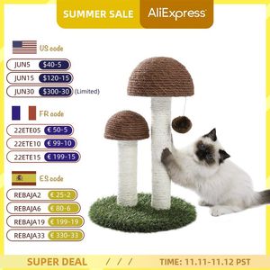 Scratchers Mushroom Styling Cat Tree With Ball Scratching Post Natural Sisal Pole For Kitten Cat Climbing Furniture Protector Snabb leverans