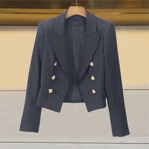 2023 Spring New Women's Suit Collar Long Sleeve Double Breasted Short Casual Style Coat P103901