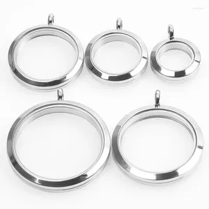 Pendant Necklaces 1Pc 20-40mm Stainless Steel Twist Round Floating Memory Picture Locket Jewelry Clear Glass Living Medaillon Colgantes