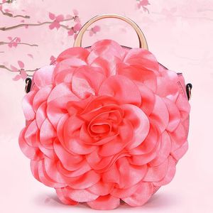 Evening Bags 2023 Women Fashion Unique Handmade Silk Big Flower Decoration Clutch Shoulder Bag Crossbody Dress Party Club Wedding