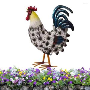 Garden Decorations Rooster Statue Farmhouse Tabletop Metal Figurines Chicken Sculptures Miniatures Living Room Yard Potted Plant Decoration