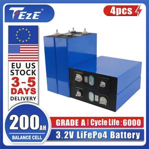 4PCS 3.2V 200AH Lifepo4 battery A-level balance battery EU stock 12V 24V for electric vehicles RV solar home energy storage EU TAX free