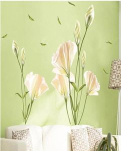 Lily Flowers Wall Sticker på väggen Vinyl Väggklistermärken Gome Decor Backdrop Wall Decals8635512