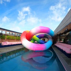 Färgglada uppblåsbara rör 10m längd gummibåtar med LED -remsa för reklaminflatables ballloon parkscendekoration